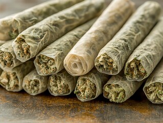 Stacked Marijuana Joints on Metal