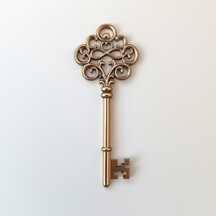 A single elegant golden key on a simple background