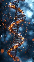 Illuminated DNA helix in abstract space