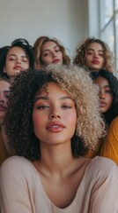 Obraz premium Diverse group of women showcasing unique hairstyles in a bright room