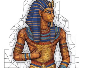 Egyptian Pharaoh Mosaic Portrait