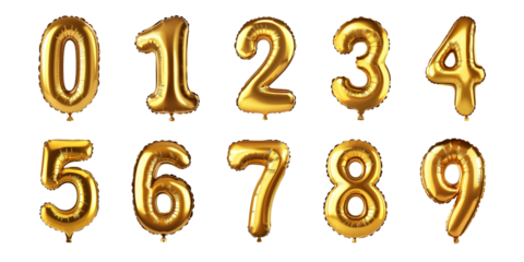 Shiny Gold Balloon Number Set
