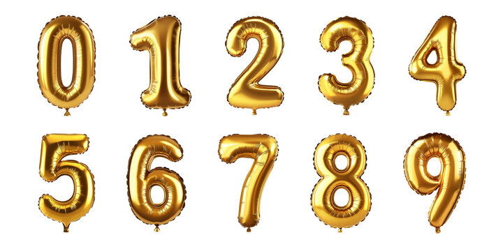 Shiny Gold Balloon Number Set