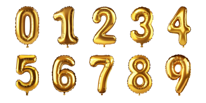 Shiny Gold Balloon Number Set