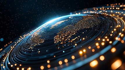 Global connectivity through technology a stunning visualization of earth with illuminated networks digital art cosmic environment aerial perspective futuristic concept