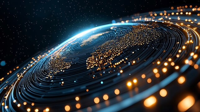 Global connectivity through technology a stunning visualization of earth with illuminated networks digital art cosmic environment aerial perspective futuristic concept