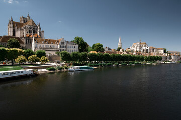 Landscape with Yonne river and Auxerre city