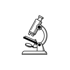 Microscope standing on white background representing scientific research