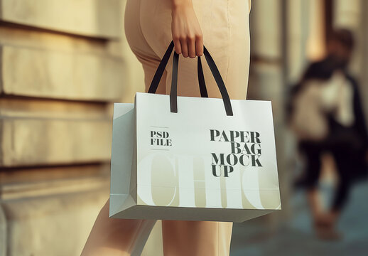 Elegant Shopping Bag Mockup for Packaging Design and Retail Branding