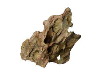 Textured and porous dragon stone for decoration isolated on transparent background. PNG transparency