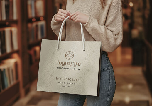 Elegant Shopping Bag Mockup for Packaging Design and Retail Branding