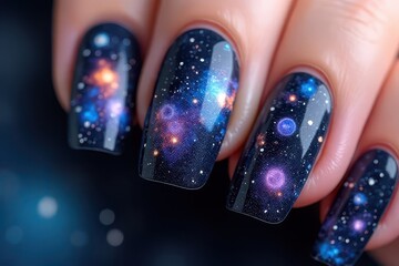 Galactic Nail Inspiration: Exploring Celestial Beauty through Stardust Designs
