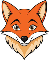 fox head smile mood vector silhouette ,White background