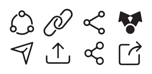 Share icon set. Icons share isolated on white background. simple modern black  vector icon. vector  illustration eps 10.