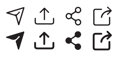 Share icon set. Icons share isolated on white background. simple modern black  vector icon. vector  illustration eps 10.