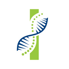 Initial DNA Logo On Letter I Vector Template For Healthcare Sign