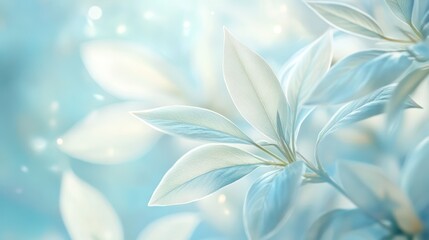 Obraz premium A soft and dreamy close-up image of light green and white leaves blowing in the wind