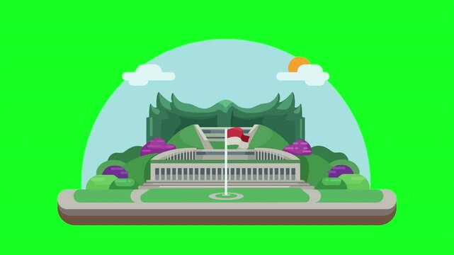 IKN Indonesia Nusantara New Capital City Of Indonesia Building Animated Video On Green Screen