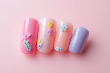 Obraz premium Vibrant Paintwork on Fingertips - Nail Art Creation