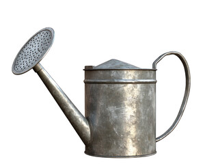 Metallic Watering Can, Isolated on a Transparent Background