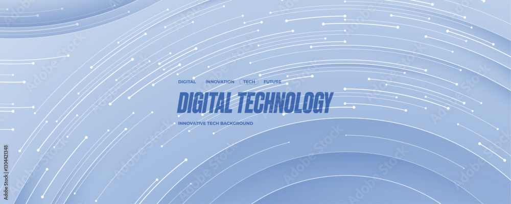 Poster Abstract technology background with thin lines and circle circuit wires on circuit AI board. Tech bg. Blue elegant web banner for presentation. Modern white digital backdrop. Vector illustration.
