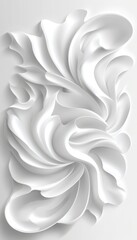White Abstract Background, Texture of 3D Pattern, Smooth Wavy Shapes, Elegant Minimalist Design