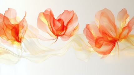 Obraz premium Orange and Yellow Translucent Flowers with Flowing Fabric