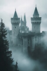 Enigmatic Castle in Fog