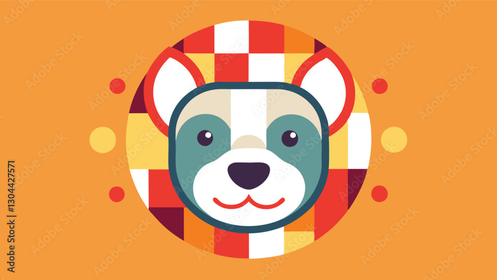 Poster cute vector illustration of a playful dog with vibrant colors against a light background, featuring 