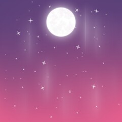 Purple night sky with the moon and the stars | Galaxy night sky 