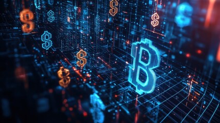 Exploring blockchain technology cryptocurrency trends in digital finance virtual space 3d viewpoint
