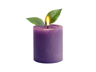 purple candle with green leaf