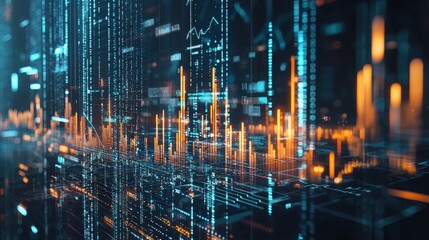 Data visualization action digital environment technology abstract futuristic perspective