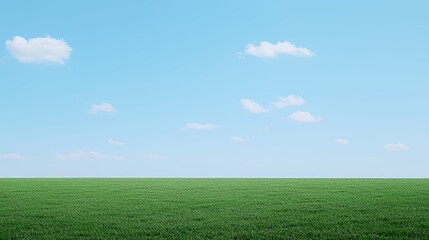 Fototapeta premium Vibrant Green Grass Field Under a Clear Blue Sky