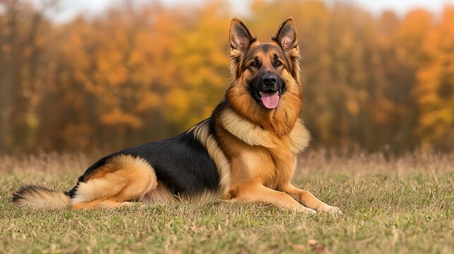 Dog Resting in Autumn Field