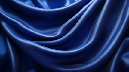 Obraz premium Deep Blue Silk Drapery Luxurious Softly Falling Fabric. AI Generated