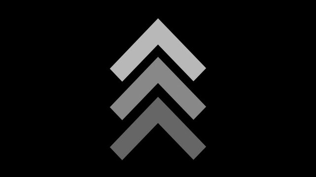 3d arrow icon swipe up animation black background. UP Directional Arrow Loop Animation. Animated arrows for the overlay video layer. 3d arrow directional.