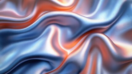 Fototapeta premium Abstract swirling silk fabric soft blue orange hues. AI Generated