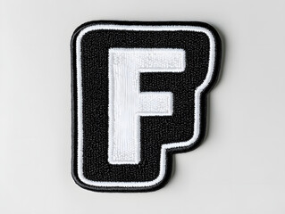 Minimalist Black and White Letter F Embroidered Patch Mockup