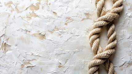 A vibrant, textured, white backdrop, adorned with a coiled rope, offering an open canvas for your creative vision, ready to be infused with copy, text, or design elements.