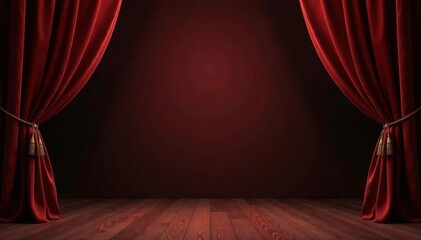 Luxurious brown velvet curtains, dark backdrop, vintage, plush