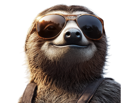 smiling sloth wearing sunglasses