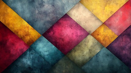 Vibrant textured squares intersect dynamically creating a rich warm color palette. AI Generated