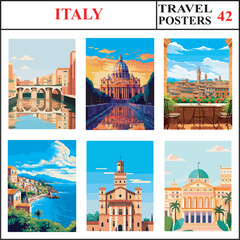 Italy Taranto St Peter's Basilica Siena Travel Poster Wall Art Print Collection Set Part 42