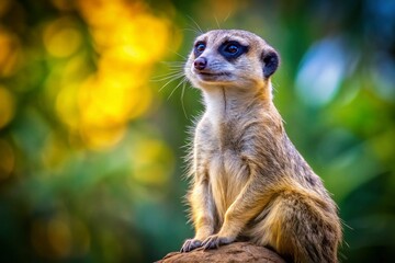 Obraz premium Alert Meerkat Fashion Photography: Sideways Gaze, Curious Expression