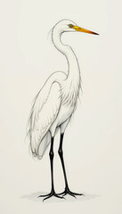 Obraz premium graceful Great Egret bird on white background