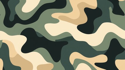 camouflage pattern with abstract organic shapes, soft earthy green and brown tones, modern and clean design, subtle texture, perfect for a defense-themed background, 16:9
