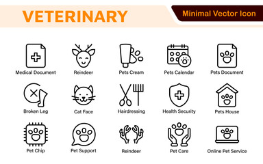Veterinary Icon Set. A compassionate collection of icons designed for veterinary clinics and pet care services.