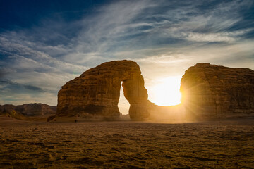 View of rock formations against sky, Elephant Rock from Al Ula, Saudi Arabia