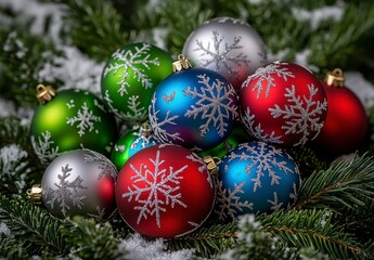 Colorful Holiday Ornaments Display